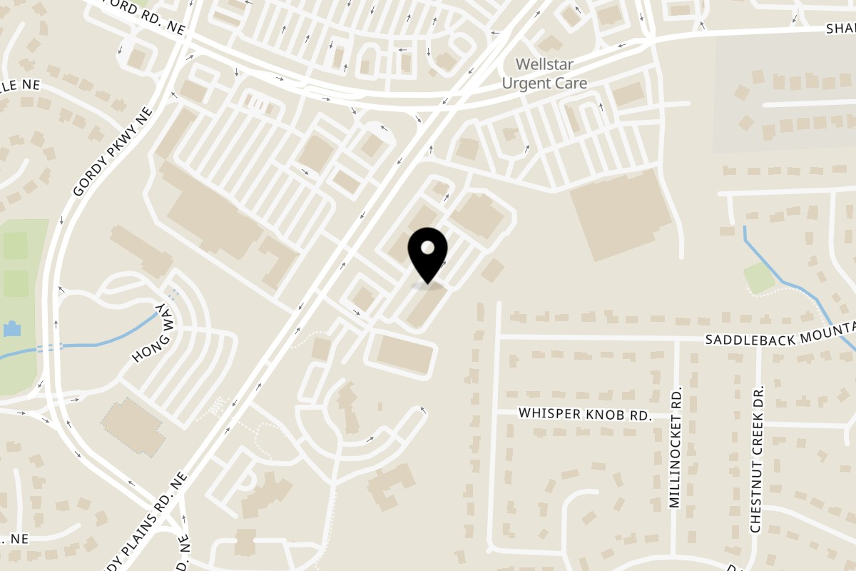 Map showing the location of Solar Slice Pizza Marietta on 3460 Sandy Plains Rd Ste 250 in Marietta